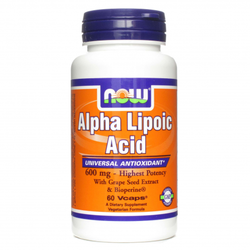 NOW FOODS - Alpha Lipoic Acid 600mg - 60 cpr w/grape seed